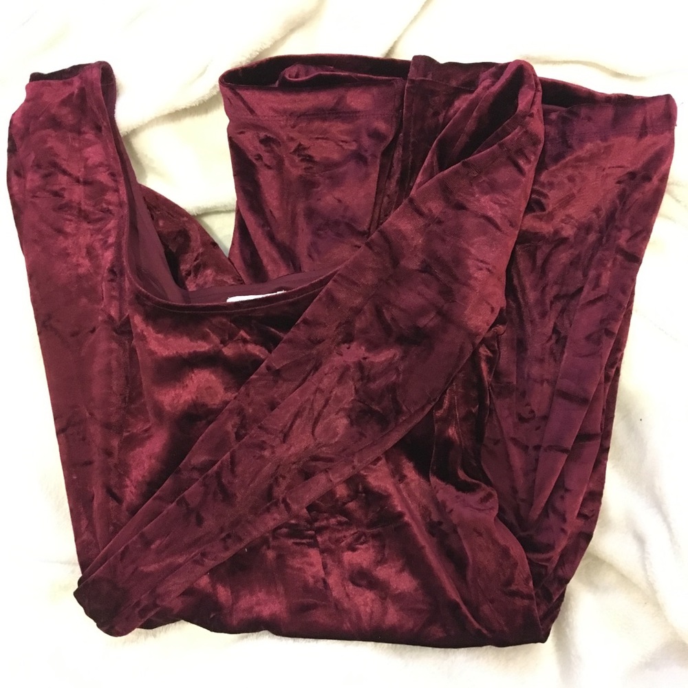 Burgundy crushed velvet dress